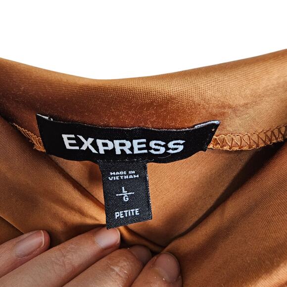 Express Satin Slip Dress Cowl Neck Holiday Cocktail Party Wedding Date Night PL - Picture 6 of 8